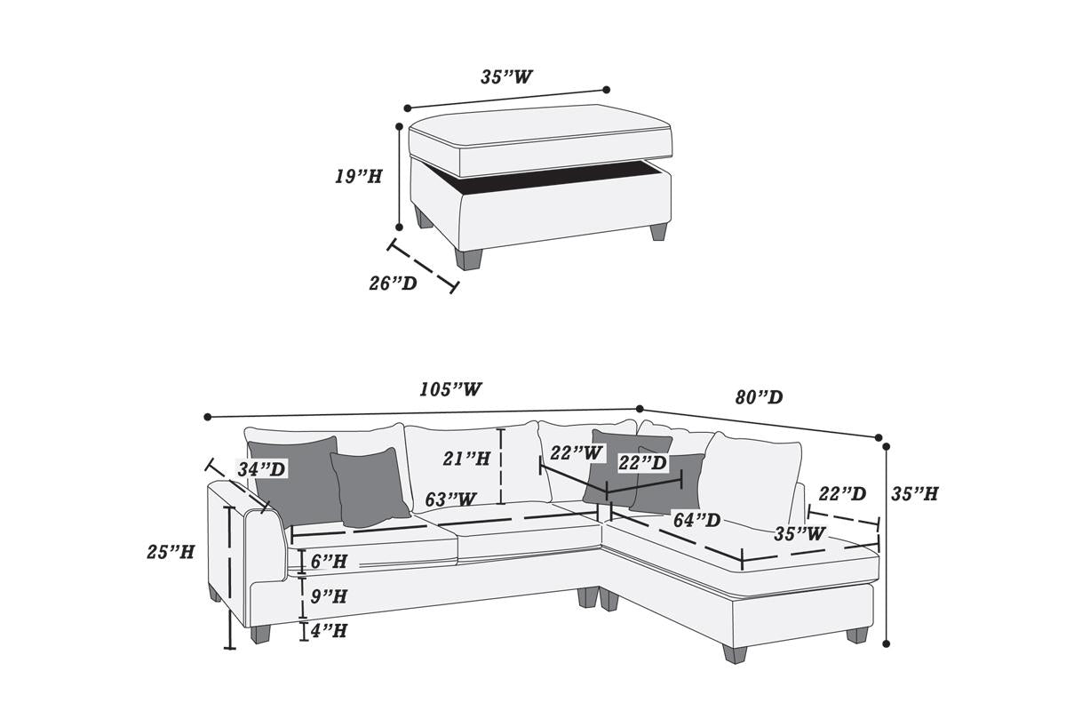 Zedany 3-Pcs Sectional Sofa BK654