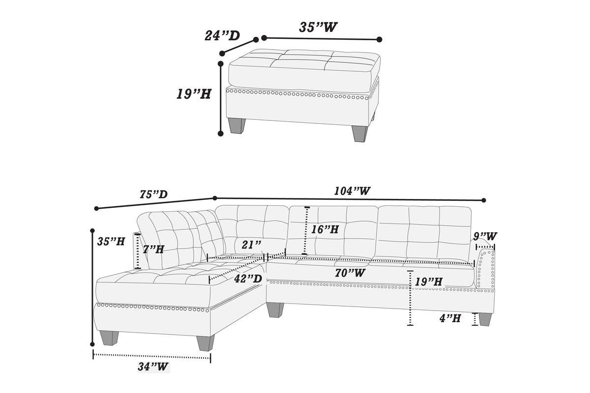 Zedany 3-Pcs Sectional Sofa BK656